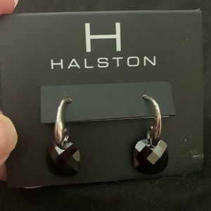 Halston silver and black earrings
